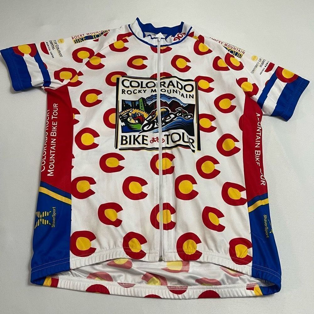 Shaver Sport Cycling Jersey Colorado Rocky Mountain Bike Tour Size Large